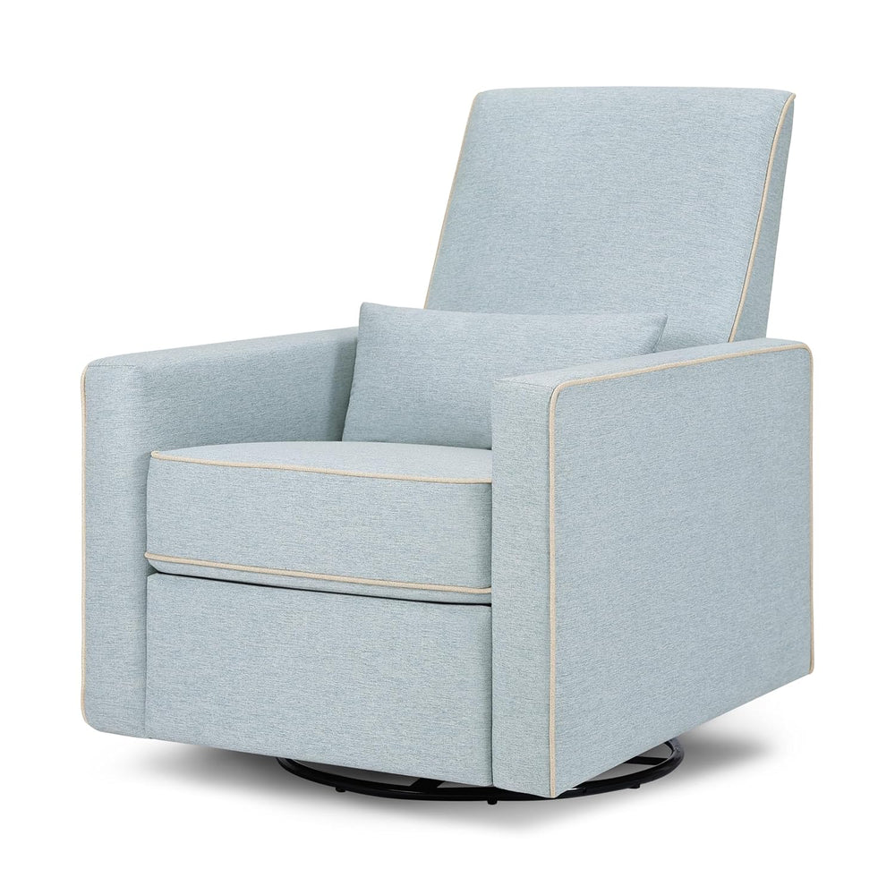 Davinci Piper Upholstered Recliner and Swivel Glider in Heathered Blue with C...
