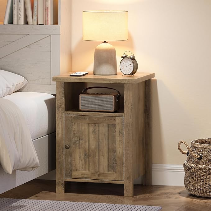 ChooChoo Farmhouse Nightstands Set of 2, Rustic Vintage End Side Table with S...