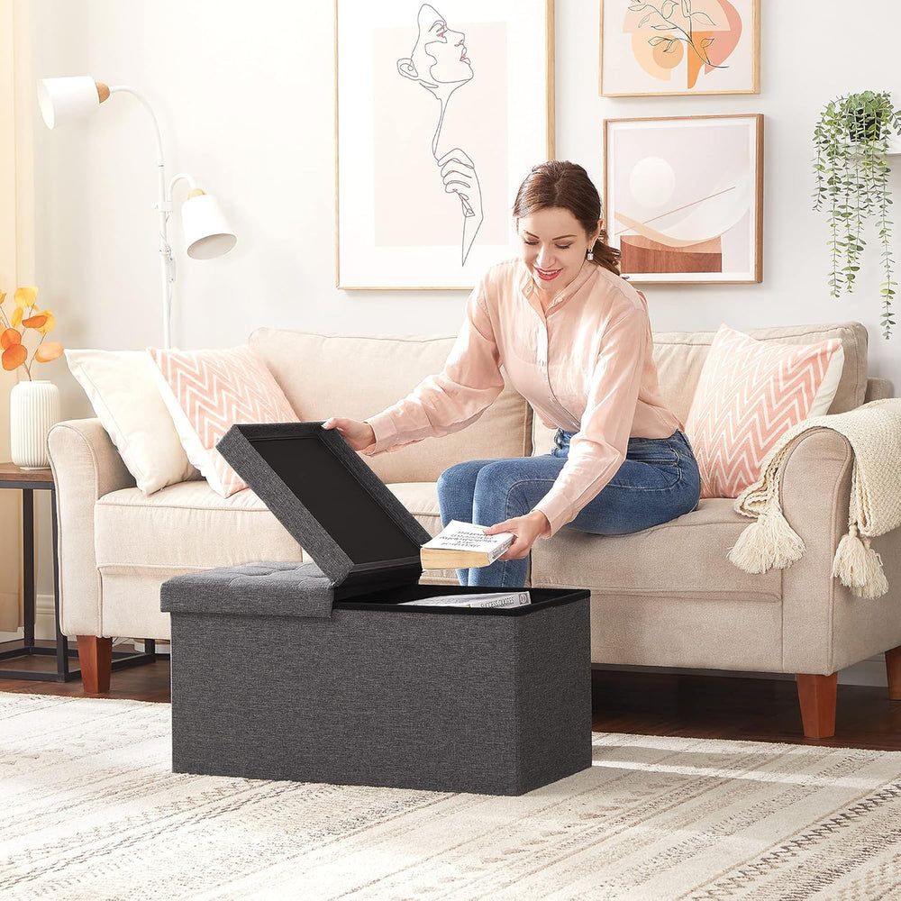 SONGMICS MAZIE Collection - 30 Inches Storage Ottoman, Foldable Storage Bench...