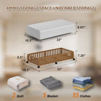 Bamboo Under Bed Storage Containers with Wheels, 2 Pack Large Under the Bed Shoe Storage Bins, Wood Rolling Underbed Drawers Organizer for Bedroom Closet Clothes Blanket Under Crib Toy Walunt