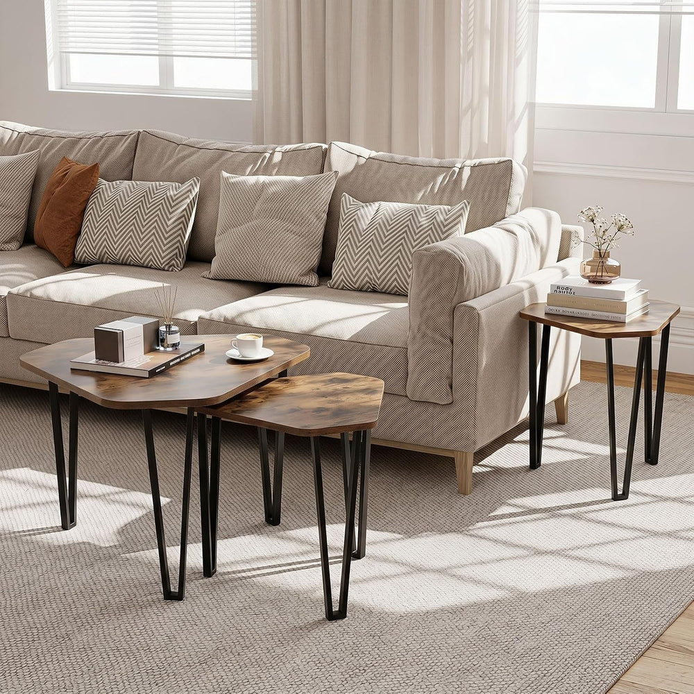 GIANTEX Nesting Coffee Tables Set of 3, Stacking End Tables for Living Room |...