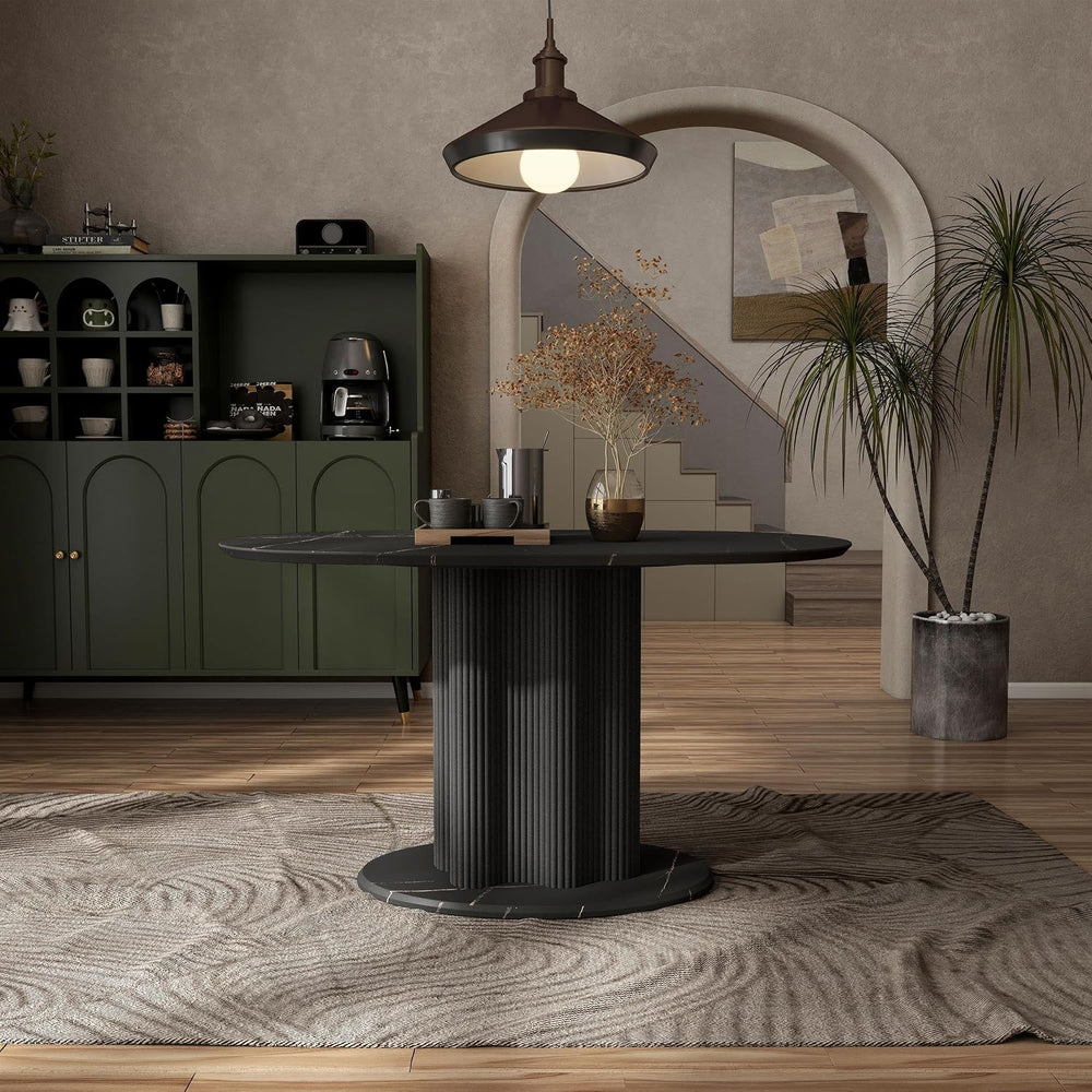 Homes: Inside + Out Elara Modern 54-inch Oval Dining Table with Fluted Pedest...
