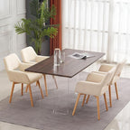 Mid Century Modern Dining Chairs Set of 6 & 4 & 2 Comfy Accent Chair Upholstered Kitchen Dining Living Room Chairs for Bedrooms Waiting Room Home Arm Desk Chair No Wheels (Wool Light Khaki, 6)