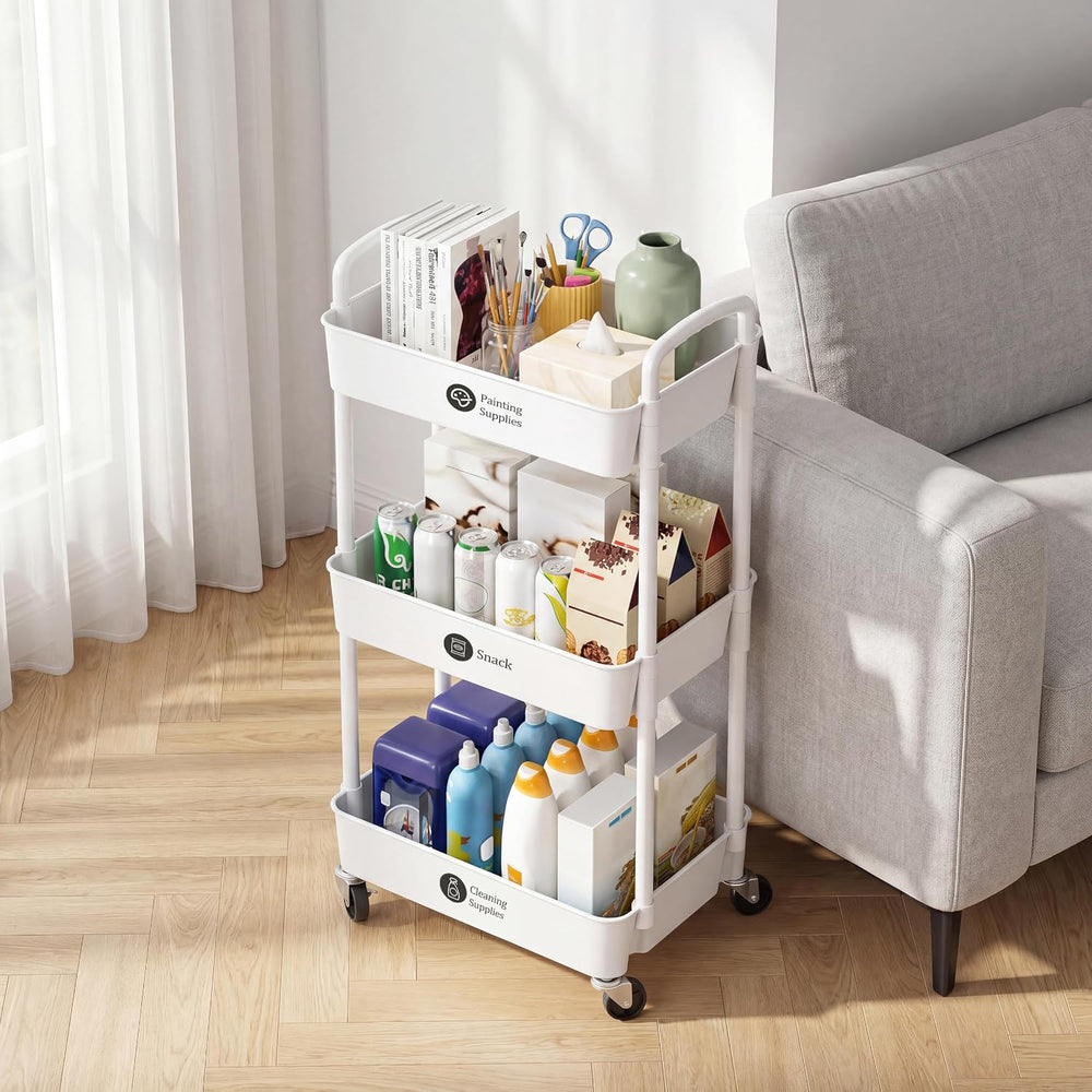 Laiensia 3-Tier Rolling Cart with Wheels,Multifunction Utility Storage Carts,...