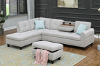 Evan Sectional Sofa or Couch with Ottoman for Living Room, Apartment, Bedroom, Office