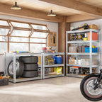 REIBII Garage Shelving, 5 Tier Storage Shelves Load 2020LBS, Adjustable Garage Shelves Heavy Duty, Metal Shelving Unit with Waterproof Columns for Warehouse, 35.5" W x 11.9" D x 72" H, Galvanized