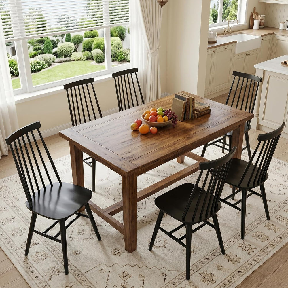 DUHOME Windsor Dining Chairs Set of 6 Wood Dining Room Chair Slat Back Kitche...