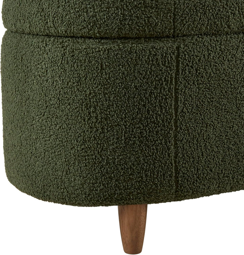 Bailey Boucle-Style Curved Storage Accent Bench