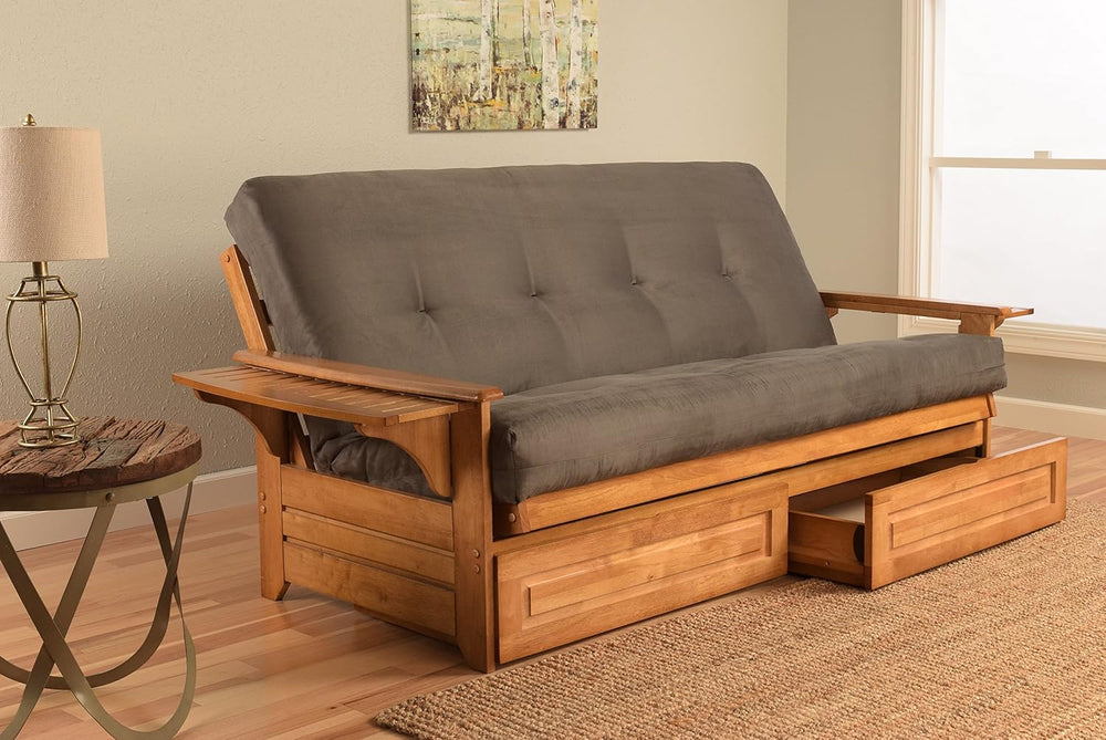 Lakefront Complete Futon - Drawers, Frame and Mattress Set - Arm Tray 8"...