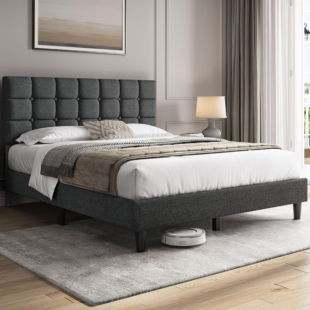 Yaheetech Queen Size Upholstered Tufted Bed Frame with Headboard