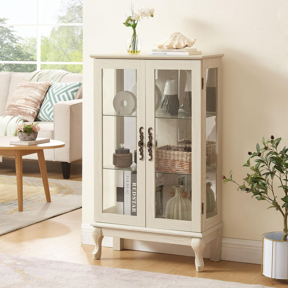 HRVEOCEI Curio Cabinet with Lighted, Display Cabinet with Glass Doors, Corner...