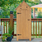 MCombo Outdoor Storage Cabinet with Shelves, Wooden Outside Storage Shed with Floor, Garden Tool Shed for Patio Yard Lawn, 0770 (Natural)