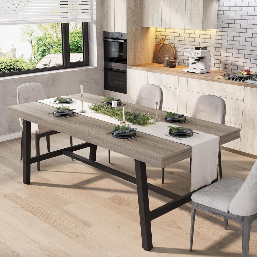 GarveeHome Industrial Dining Table for 6-8 People, 70.87" Long Kitchen T...