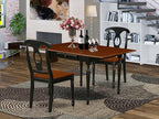East West Furniture MZKE3-BCH-W 3 Piece Modern Dining Table Set Contains a Rectangle Wooden Table with Dropleaf and 2 Dining Chairs, 36x54 Inch, Black & Cherry