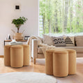 Camel Velvet Ottoman Set of 2, Small Vanity Stool, Modern Footstool | Multi-Functional Ottoman Stool, Footrest for Couch, Flower Footstool for Makeup Room, Entryway and Living Room