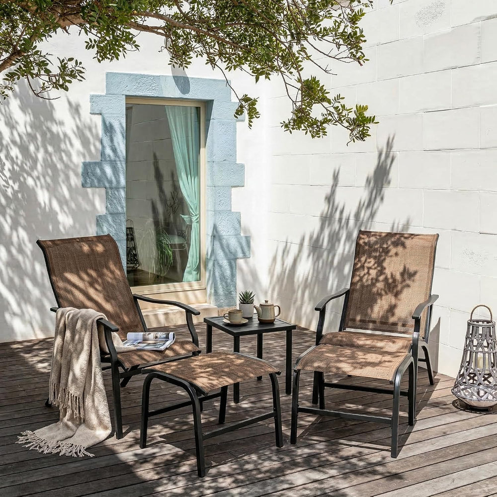 NUU GARDEN Patio Chaise Lounge Set of 3, 2 Textilene Patio Lounge Chairs with...