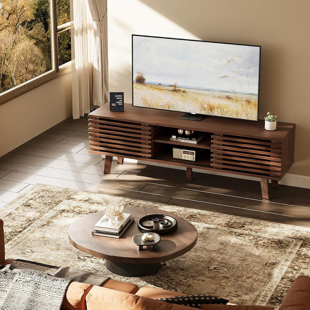 MAISONARIA Mid-Century Modern TV Stand for 50/55/60 inch TV, Retro Entertainm...