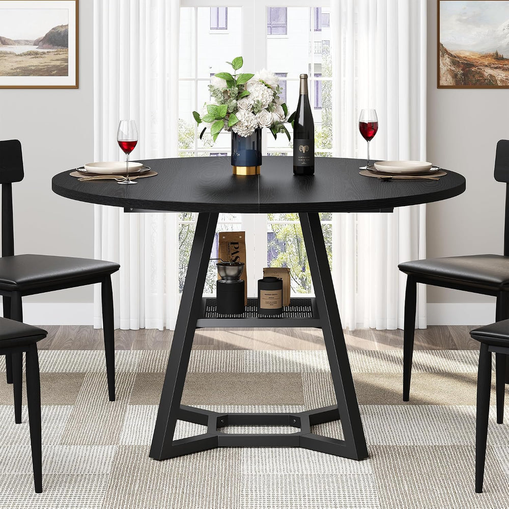 knoworld Round Dining Table for 4, Kitchen Tables Dining Room Circle Dinner T...