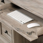 Sauder Palladia Office Desk with Drawers, Executive Desk with File Cabinet Storage, Cable Management, Keyboard Tray, in Split Oak Finish