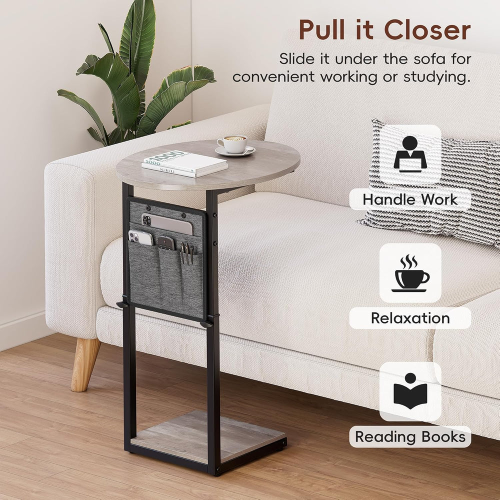 Vagusicc C Shaped End Table, Adjustable Height Small Side Table for Couch and...