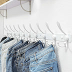 Dseap MaxStrong 2.0 Coat Rack Wall - 37” Long 10 Tri Hooks - Ultra Heavy-Duty Stainless Steel Wall Mount Coat Hanger, Hook Rail for Clothes Hats Jacket Towels White, Pack of 2