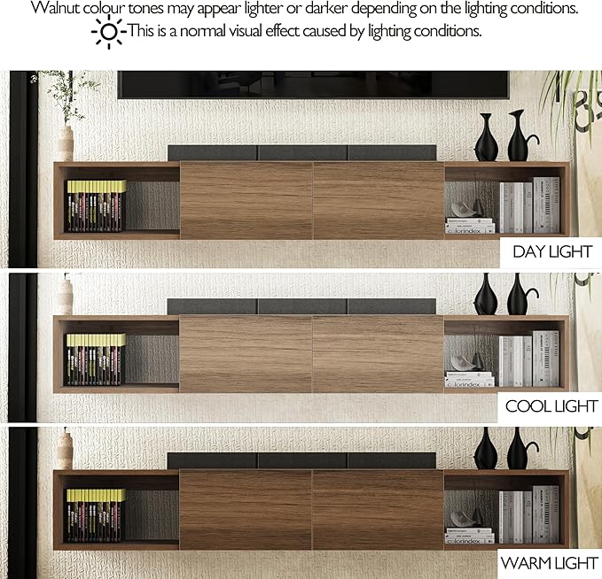 Atelier Mobili Floating TV Stand - Wall Mounted TV Stand for 75 Inch TV - Floating TV Shelf - Modern TV Stands for Living Room - Sleek Entertainment Center Design (Walnut, 2 Doors 2 Shelves)