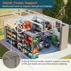 10x12 FT Metal Storage Shed with Floor Frame, Heavy-Duty Outdoor Storage Building with Diamond Roof, 4 Air Vents, Transparent Window & Lockable Double Doors, Snow-Resistant Backyard Garage Shed