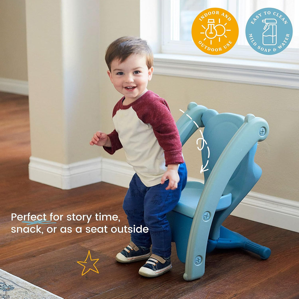 ECR4Kids Sit-N-Rock Plastic Toddler Chair and Rocking Horse, Flexible Seating, Seafoam