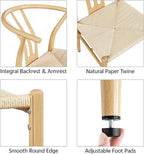 Yaheetech Weave Dining Chairs Set of 6 Mid-Century Modern Dining Room Chairs with Weave Hemp Seat and Metal Legs for Kitchen, Living Room, Restaurant, Wood Color