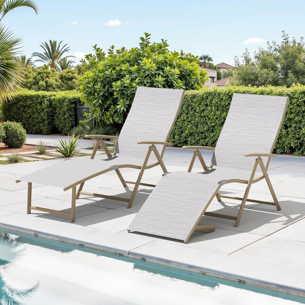 Lounge Chair Outdoor, Folding Pool Chaise Chairs Set of 2 (Multi-Color)