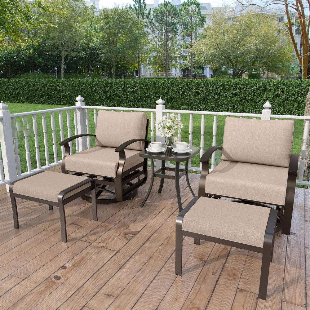 Kurapika 5 Pieces Patio Furniture Set, Outdoor Aluminum Swivel Gliders Rocker...