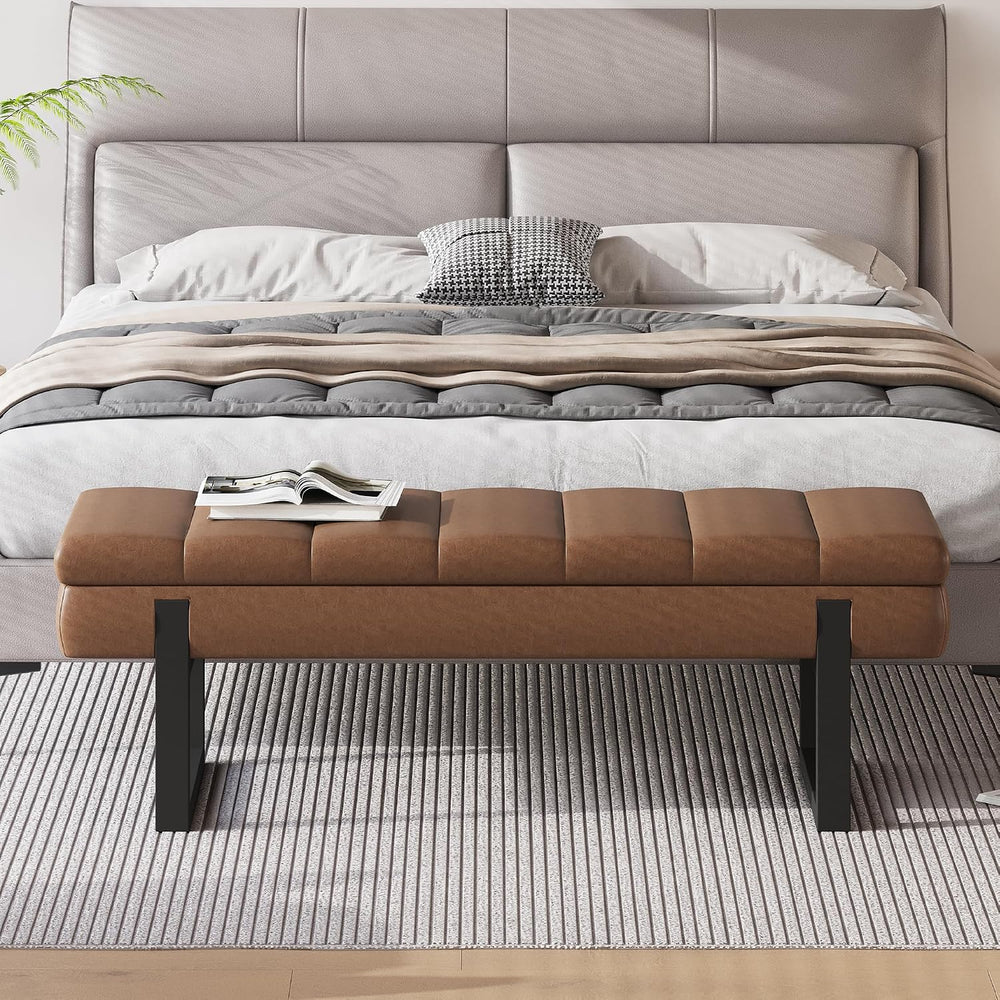 Breakfast Nook Bench 52" Storage Ottoman Bench Backless | End of Bed Ben...
