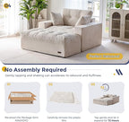 MAXYOYO Modular Sectional Chaise Lounge Sofa, Upholstered Lounge Chair with Ottoman, Comfy Couch with Layered Cushion, Tufted Upholstered Sleeper Chair for Living Room, No Assembly, Beige