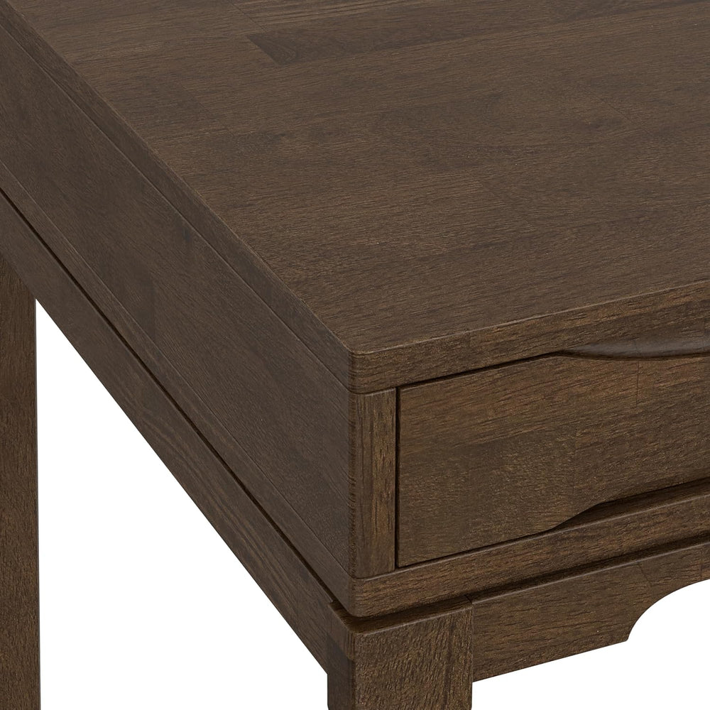 SIMPLIHOME Harper 60" Wide Solid Wood Writing Desk in Walnut Brown
