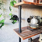 Industrial Ladder Shelves, Wall Mounted Rustic Bookshelf, Retro Wood Metal Pipe Industrial Shelves (Weathered Brown, 5 Tier - 10" D x 48" W x 70" H)