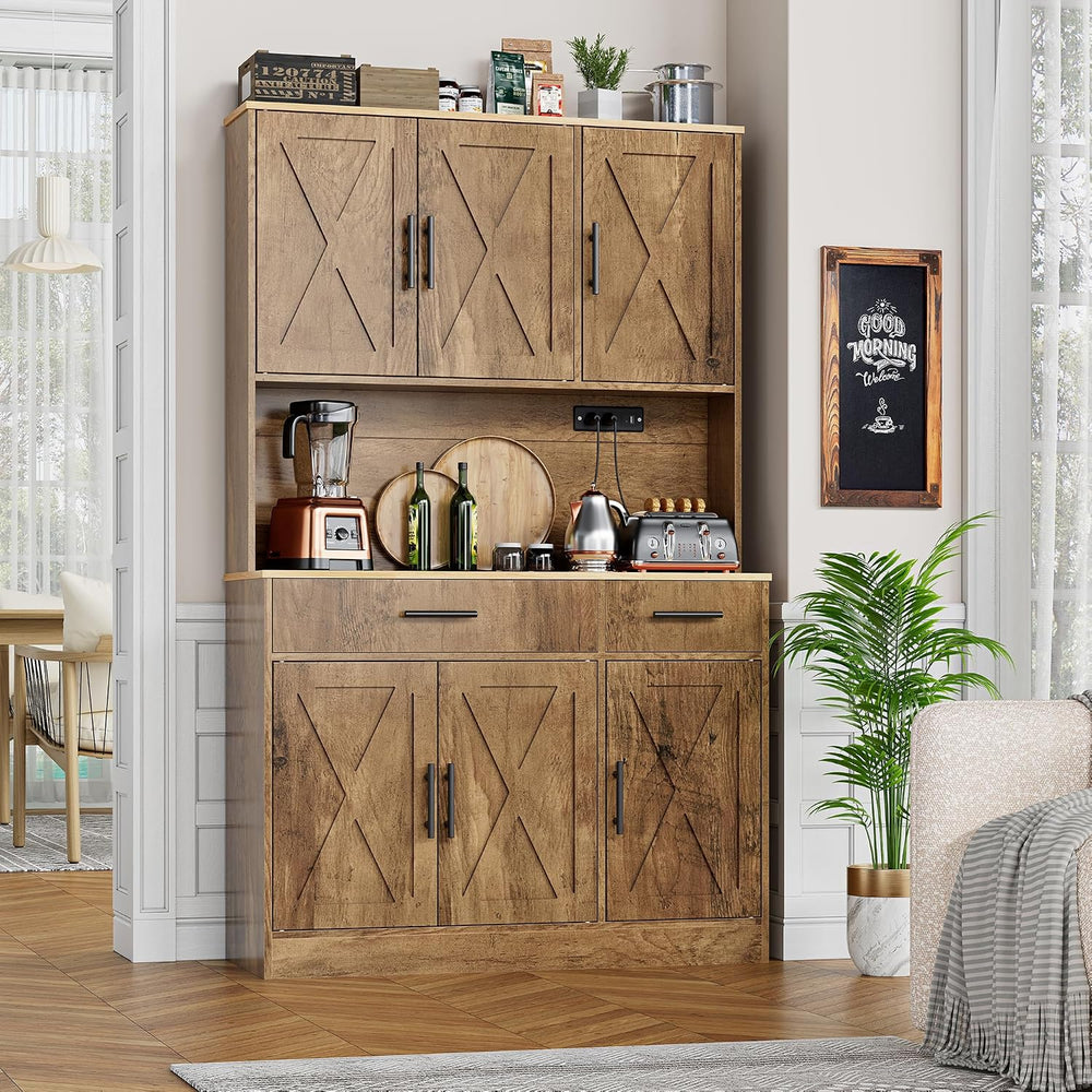 Shintenchi Pantry Cabinet with Charging Station, 70” Tall Kitchen Storage Cab...