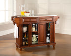 Crosley Furniture Cambridge Stainless Steel Top Rolling Kitchen Island Storage Cart, Spice Rack, Cherry