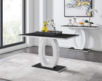 Furniturebox UK Giovani Black & White High Gloss Glass Dining Table with 4 Willow Chairs (Black & White High Gloss Glass Dining Table Set with 4 Elephant Grey Willow Chairs)