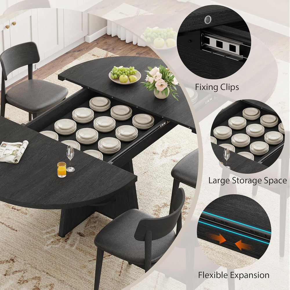 43''–59'' Extendable Dining Table, Round Kitchen Dining Room ...