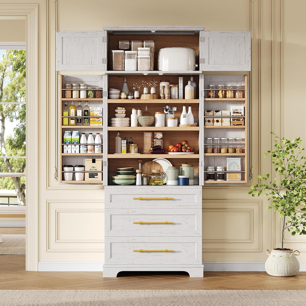 LUMISOL Kitchen Pantry Cabinet with Drawers, 78.2" Tall Cupboard Storage...