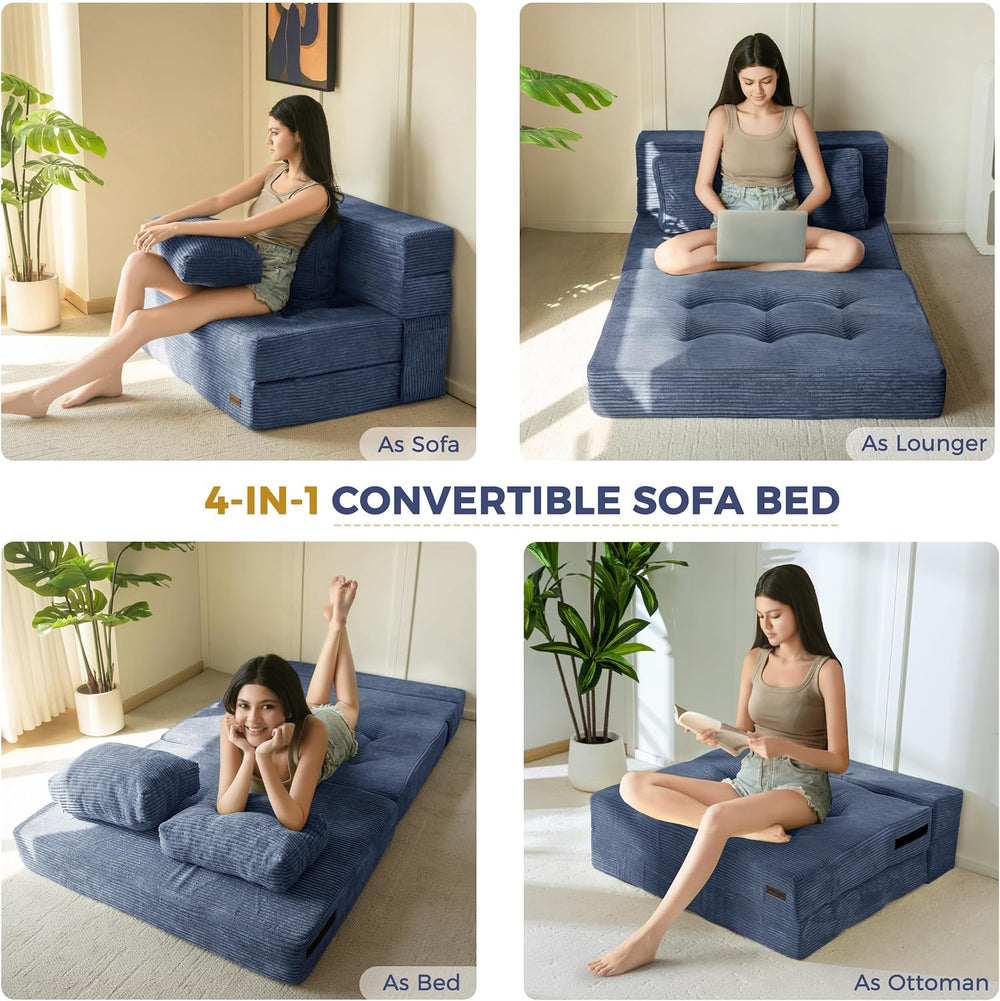 MAXYOYO Convertible Sofa Bed, Fold Out Sofa Couch with Pillow for Adults | Lo...