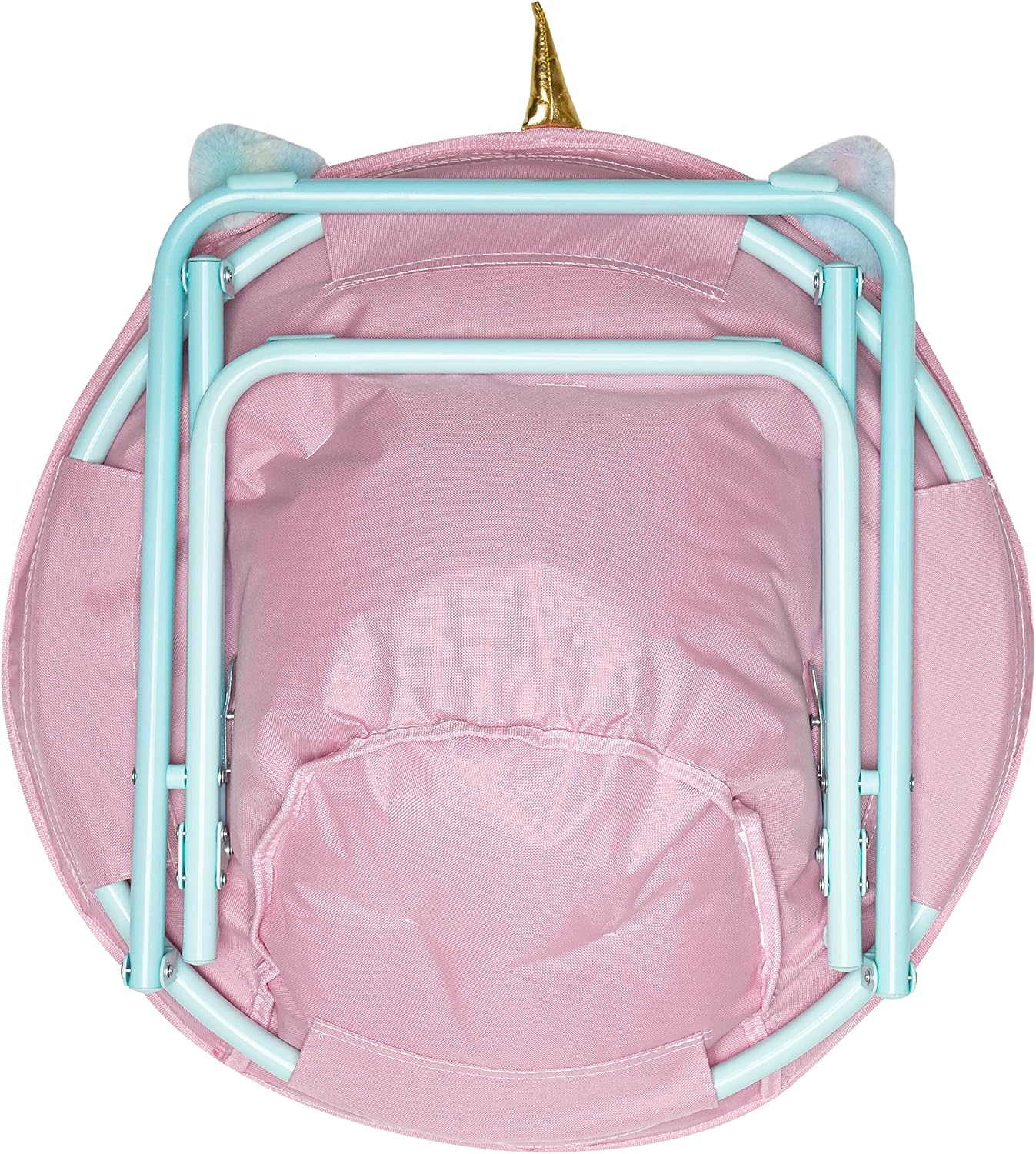 Heritage Kids Rainbow Unicorn Folding Saucer Chair – 23'' Faux Fur Plush Seat for Kids Ages 3+ – Cozy, Lightweight & Portable – Fun Figural Design
