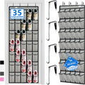 over the door shoe organizer,2025 upgraded,shoe organizer,35 Huge pockets,over door shoe organizer,Store size 13 shoes,shoe organizer,Strong material,hooks Suitable for various doors,Grey/black