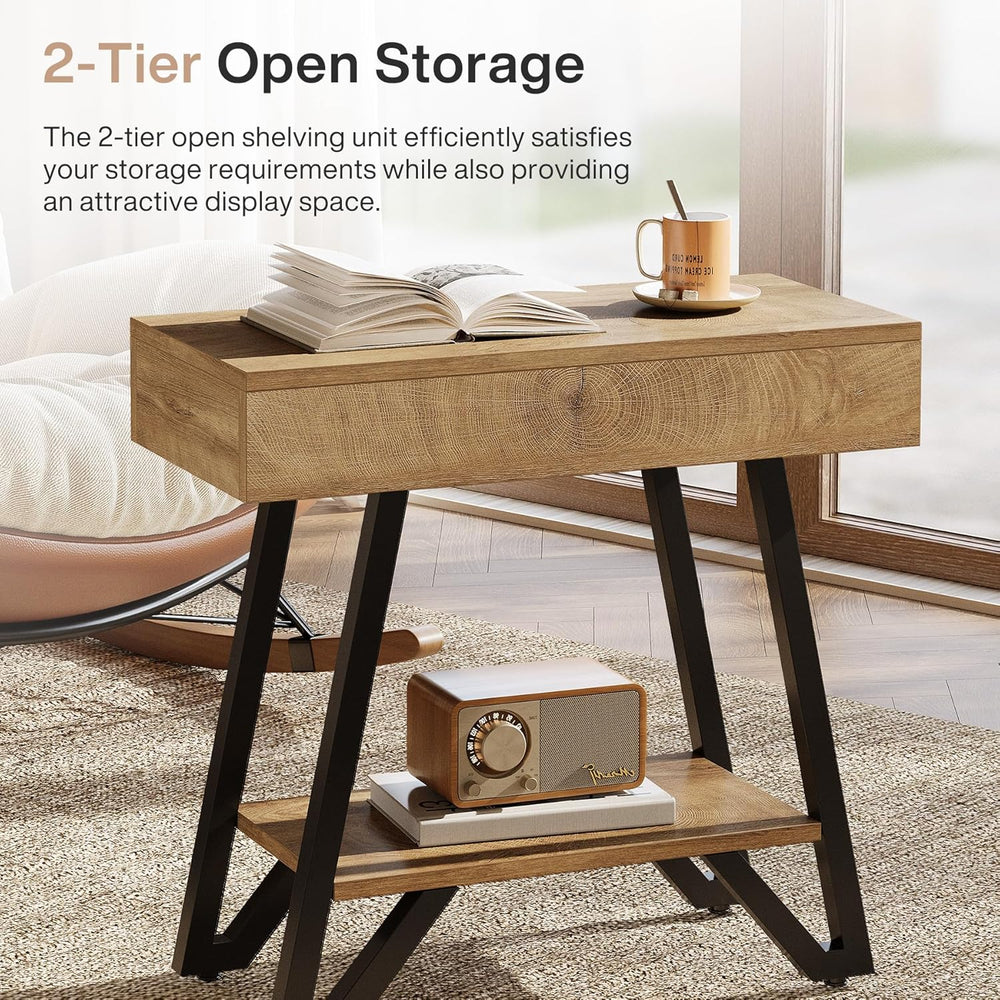 Tribesigns Metal End Side Table for Living Room, 2-Tier Narrow Couch Side Tab...