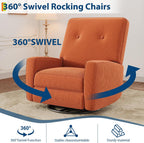 Garvee Nursery Recliner Chair, 360° Swivel Rocking Glider Chair for Adults with Adjustable Backrest & Footrest, Upholstered Armchair for Living Rooms, Bedrooms, Apartments, Orange