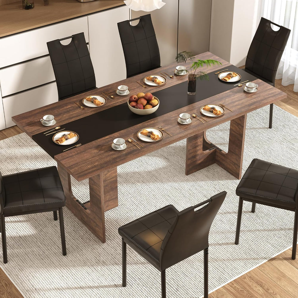 St.Mandyu 7 Pieces Dining Table & Chairs Set for 4-8 People, 71 Inch Kitc...