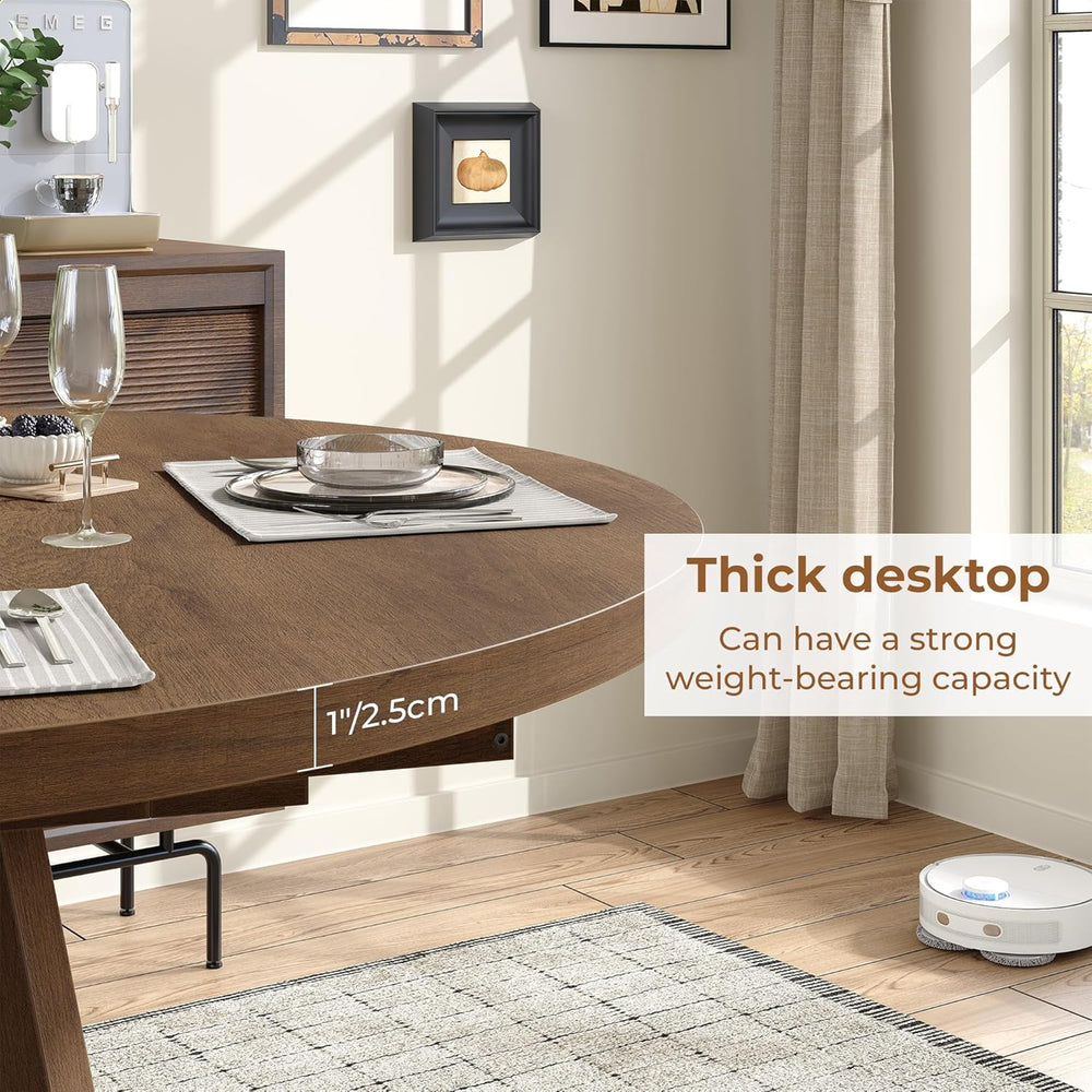 Extendable Round Dining Table for 4-8,Modern Kitchen Oval Dining Table with R...