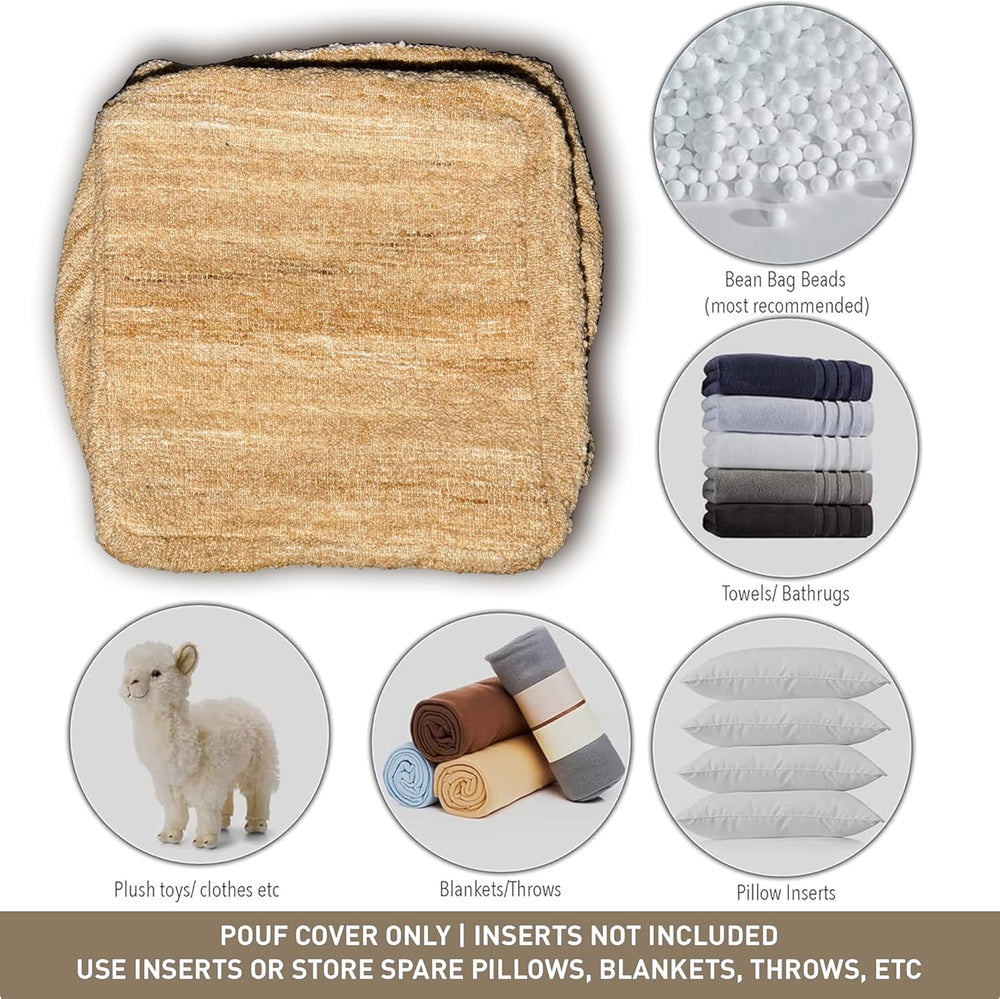 Chardin home Unstuffed Pouf Ottoman Cover, Beige, 16.5x16.5x12.9 Inches | DIY...