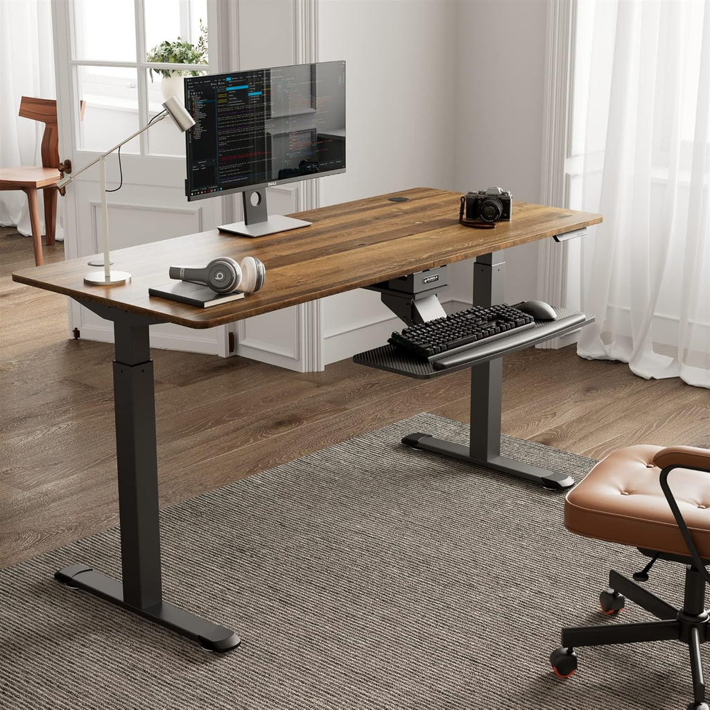 EUREKA ERGONOMIC Height Adjustable Mouse & Keyboard Tray Under Desk, 28x10'' Large Slide Out Swivel Tilt Computer Keyboard Drawer with Mouse Pad for Gaming Home Office Desk, Dual Mount