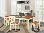 East West Furniture QUKE5-WHI-W 5 Piece Dining Room Furniture Set Includes a Rectangle Wooden Table with Butterfly Leaf and 4 Kitchen Dining Chairs, 40x78 Inch, Buttermilk & Cherry